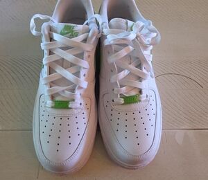 Nike Womens White Sneakers with Green Accents